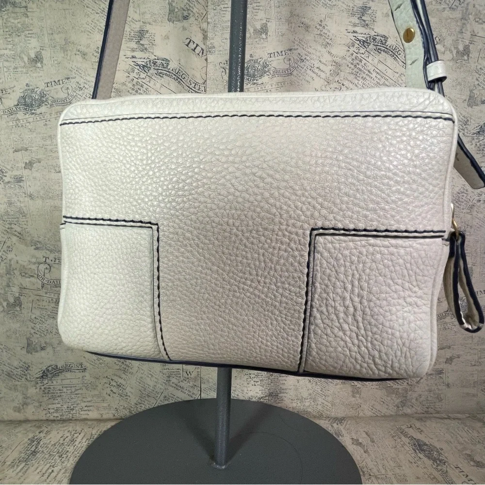 Tory Burch Block T Double Zip Crossbody Leather Bag Designer Shoulder Purse